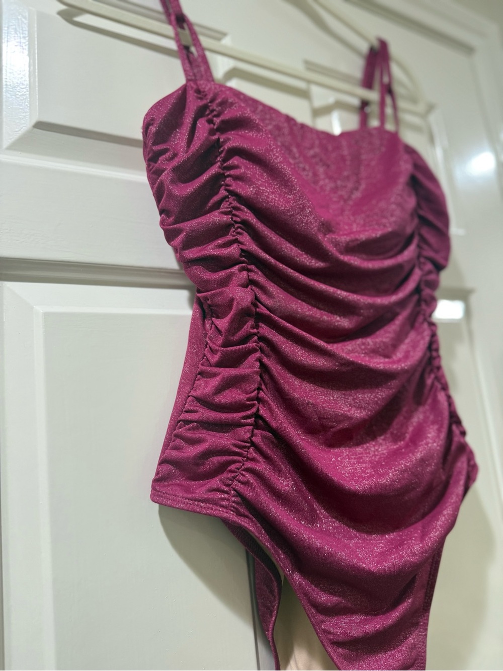 Cupshe NWT Luxe Tummy Control One Piece Sparkling Fuchsia Swimsuit size L - Picture 5 of 10